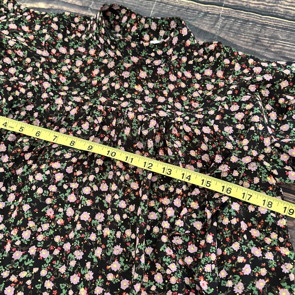 Wayf Black Floral Blouse Ruffles High Neck Romantic XSMALL - Picture 6 of 8